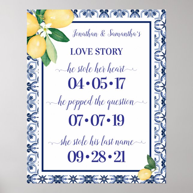Póster Nuestra historia de amor Mejor día Bodas Mediterrá (Frente)