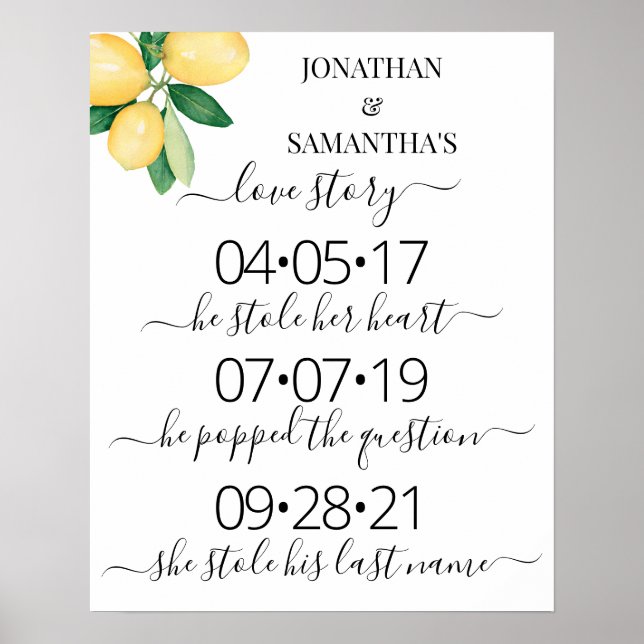 Póster Nuestra historia de amor Mejor día Día sí Limones  (Frente)