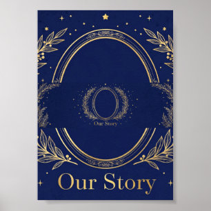 Póster Nuestra Historia Regalo de Foto en Oro Navy - Recu