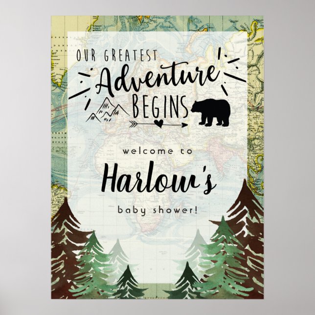 Póster Nuestra mejor seña de bienvenida de mapa de aventu (Frente)