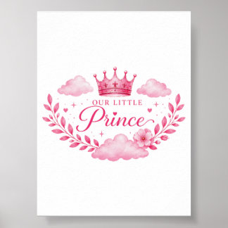 Póster Nuestra Pequeña Princesa Corona Rosa Bebé Niña
