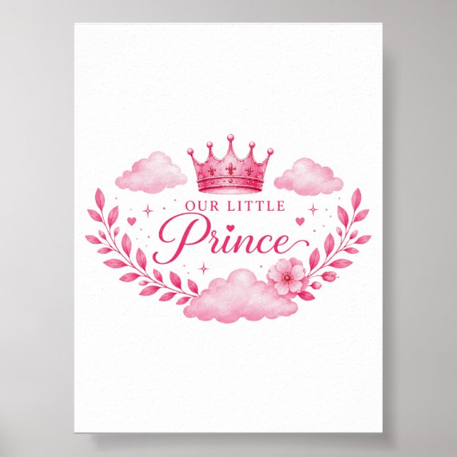Póster Nuestra Pequeña Princesa Corona Rosa Bebé Niña (Frente)