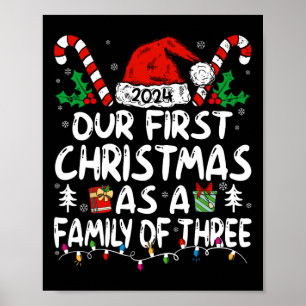 Póster Nuestra Primera Navidad Como Familia De Tres Noche