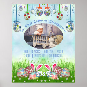 Póster Nuestra primera Pascua, los abuelos, la foto azul 