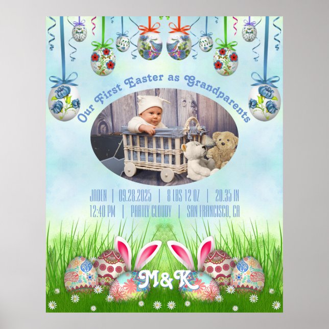 Póster Nuestra primera Pascua, los abuelos, la foto azul  (Frente)