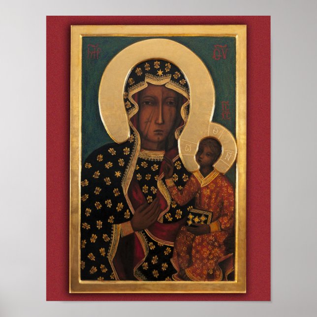 Póster Nuestra Señora de Częstochowa Imagen Devocional. (Frente)