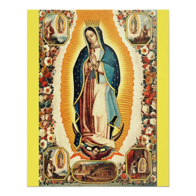 Póster Nuestra Señora De Guadalupe Arte Radiante (Anverso)