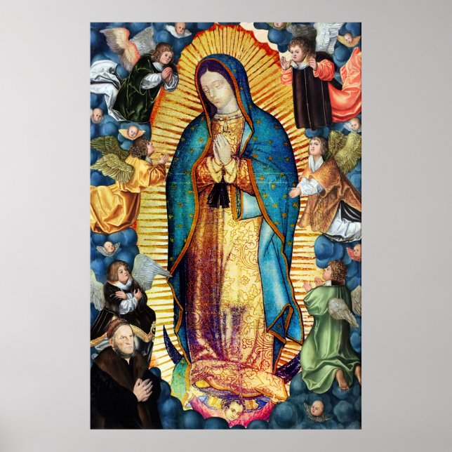 Póster Nuestra Señora de Guadalupe con ángeles (Frente)