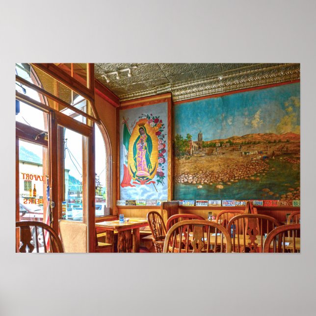 Póster Nuestra Señora de Guadalupe Mural en un Restaurant (Frente)