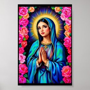 Póster Nuestra Señora de Guadalupe Orando Virgen María Pe
