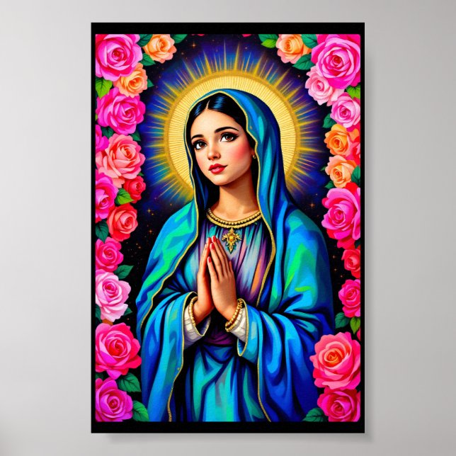 Póster Nuestra Señora de Guadalupe Orando Virgen María Pe (Frente)