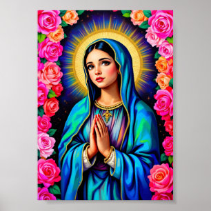 Póster Nuestra Señora de Guadalupe Orando Virgen María Vi