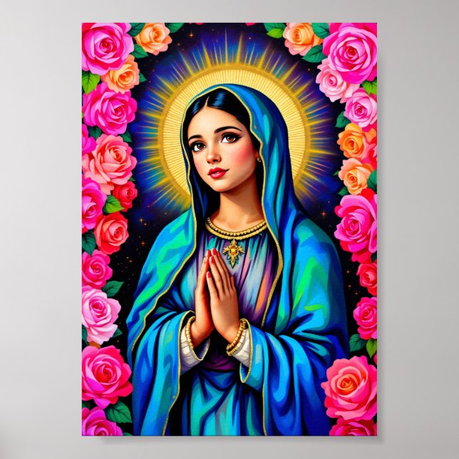 Póster Nuestra Señora de Guadalupe Orando Virgen María Vi (Frente)