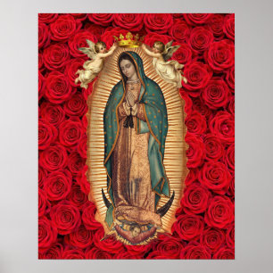 Póster Nuestra Señora de Guadalupe Tilma Ángeles Católico