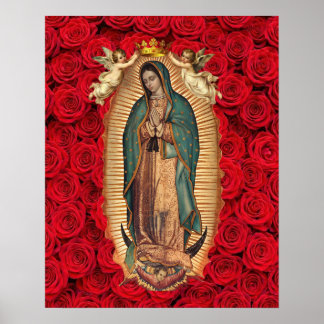 Póster Nuestra Señora de Guadalupe Tilma Ángeles Católico