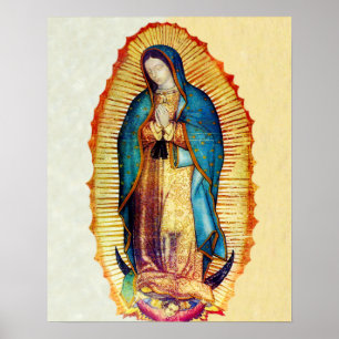 Póster Nuestra Señora de Guadalupe Tilma Réplica Una Po