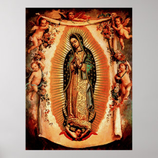 Póster Nuestra Señora de Guadalupe y los ángeles