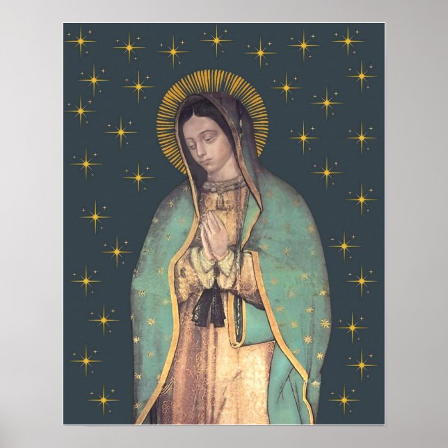 Póster Nuestra Señora de la Virgen de Guadalupe María Pos (Frente)