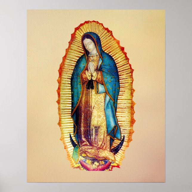Póster Nuestra Señora de la Virgen de Guadalupe María Pos (Frente)