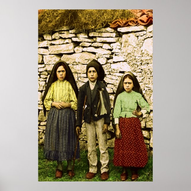 Póster Nuestra Señora de la Virgen Fátima Lucia Jacinta F (Frente)