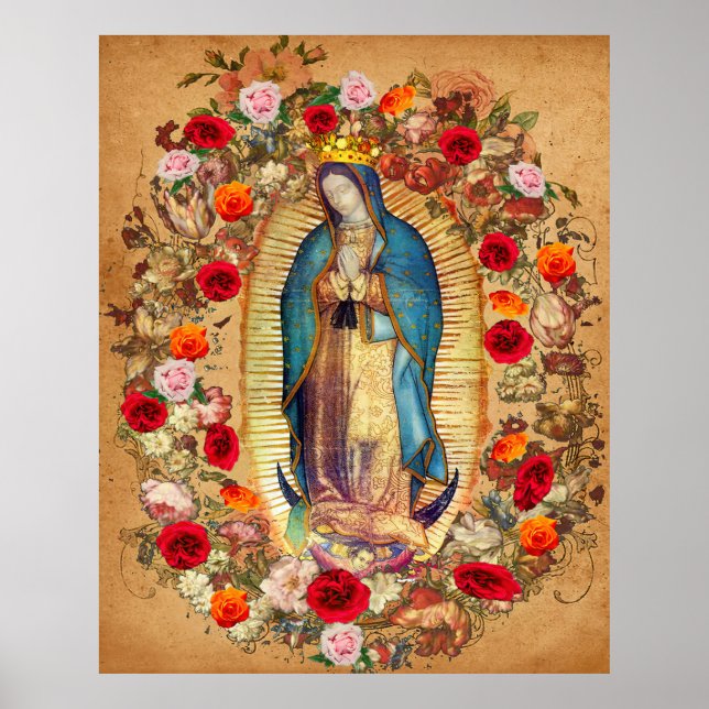 Póster Nuestra Señora de la Virgen Guadalupe María Católi (Frente)