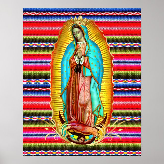 Póster Nuestra Señora de la Virgen Guadalupe María Zarape (Frente)