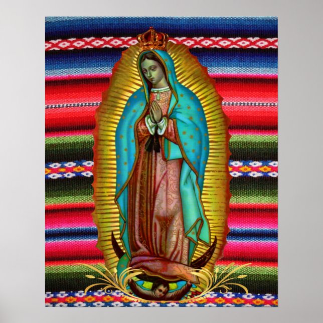Póster Nuestra Señora de la Virgen Guadalupe María Zarape (Frente)