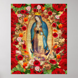 Póster Nuestra Señora de las Rosas Rojas de Guadalupe
