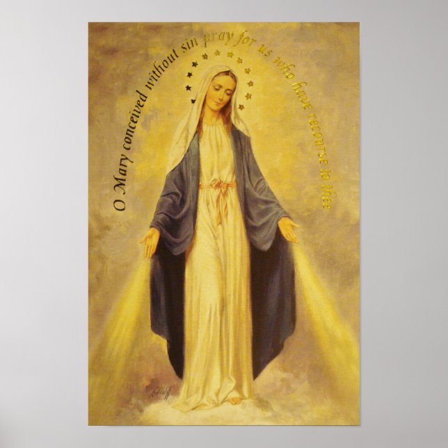 Póster Nuestra Señora del milagroso Poster de Medalla (Frente)