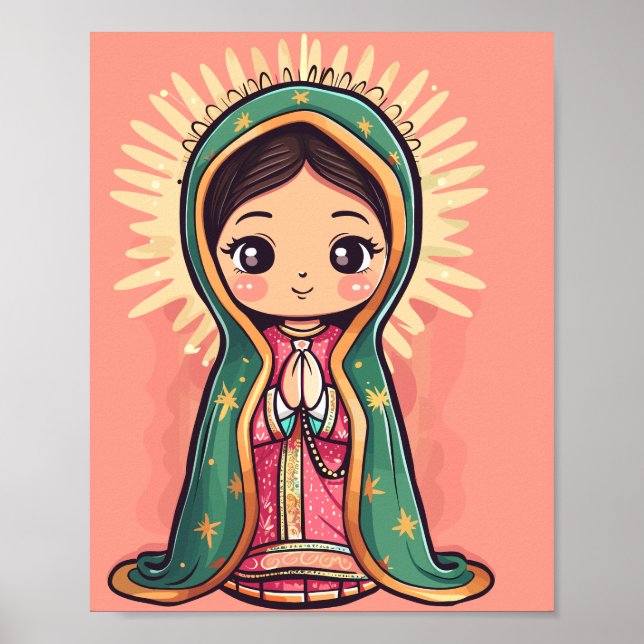 Póster nuestra señora guadalupe lindo estilo kawaii (Frente)