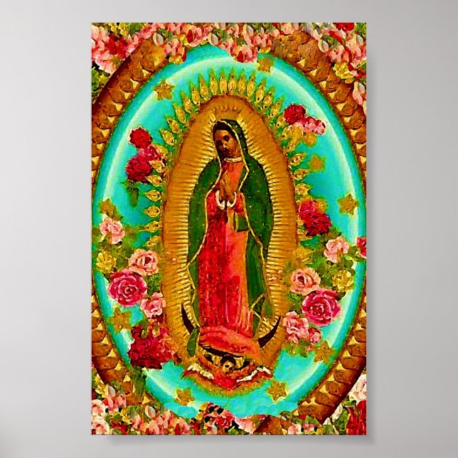 Póster Nuestra Señora Guadalupe Santa Virgen María (Frente)
