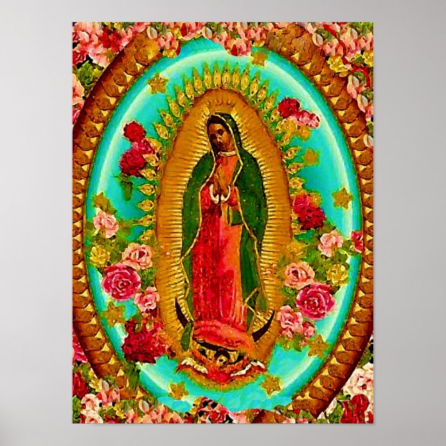 Póster Nuestra Señora Guadalupe Santa Virgen María (Frente)