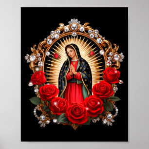Póster Nuestra Señora Guadalupe Santa Virgen María En Flo