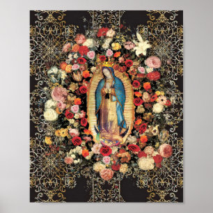 Póster Nuestra Señora Virgen de Guadalupe María Colorida