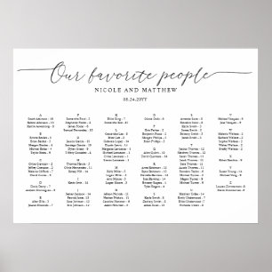 Póster Nuestras Personas Favoritas Asientos de Boda en Or