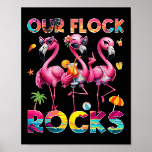 Póster Nuestras rocas de rebaño Flamingo vacaciones de ve