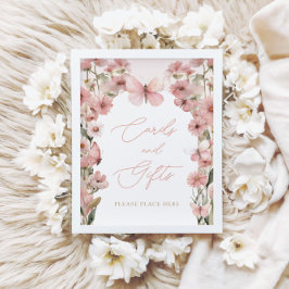 Póster Nuestras tarjetas de Chicas rosados de mariposa y 