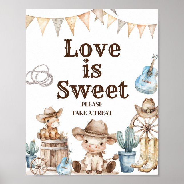 Póster Nuestro amor de Baby Shower de Cowboy es dulce (Frente)