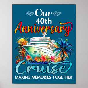 Póster nuestro crucero de aniversario número 40 pareja es