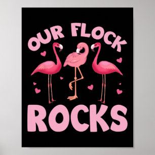 Póster Nuestro Flock Rocks Familia Flamingo Coincidiendo