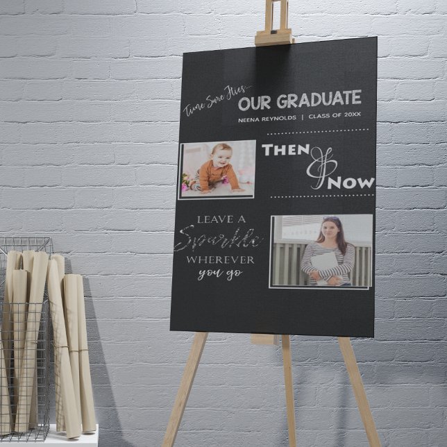 Póster Nuestro graduado | Entonces y ahora | Foto de grad (Subido por el creador)