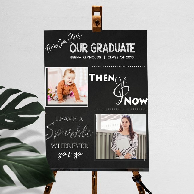 Póster Nuestro graduado | Entonces y ahora |Foto de gradu (Our Graduate | Then & Now |Graduation Photo Poster)