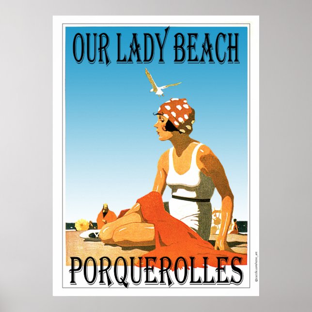 Póster Nuestro Lady Beach Porquerolles Francia Estilo Vin (Frente)