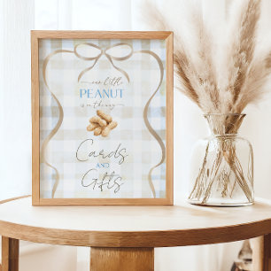 Póster Nuestro pequeño cacahuete Niño Azul Baby Shower de