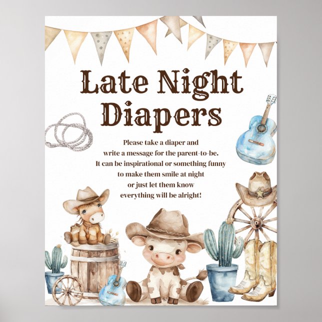 Póster Nuestro Pequeño Cowboy Wild West Late Night Diaper (Frente)