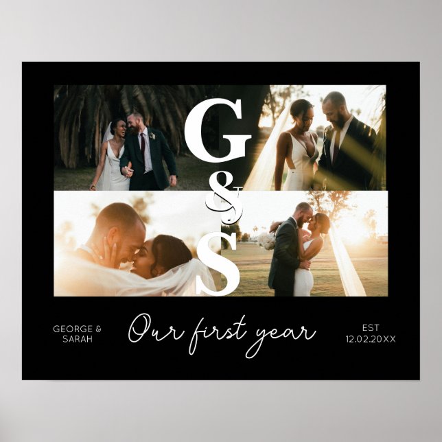 Póster nuestro primer año juntos Aniversario Boda 5Foto (Frente)