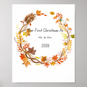 Póster Nuestro Primer Navidad Sr & Sra Regalo de Compromi