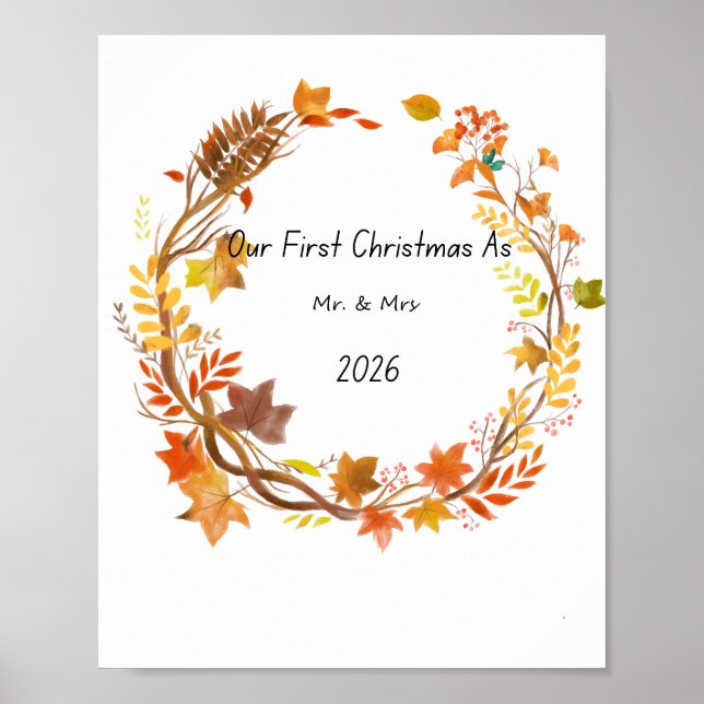 Póster Nuestro Primer Navidad Sr & Sra Regalo de Compromi (Frente)