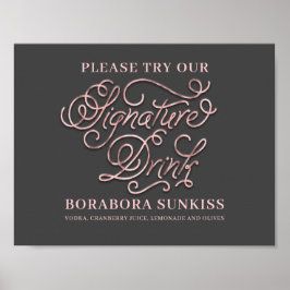 Póster Nuestro Rótulo de bar Boda de bebidas con firma