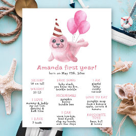 Póster Nuestro sello de bebé primer aniversario cumpleaño